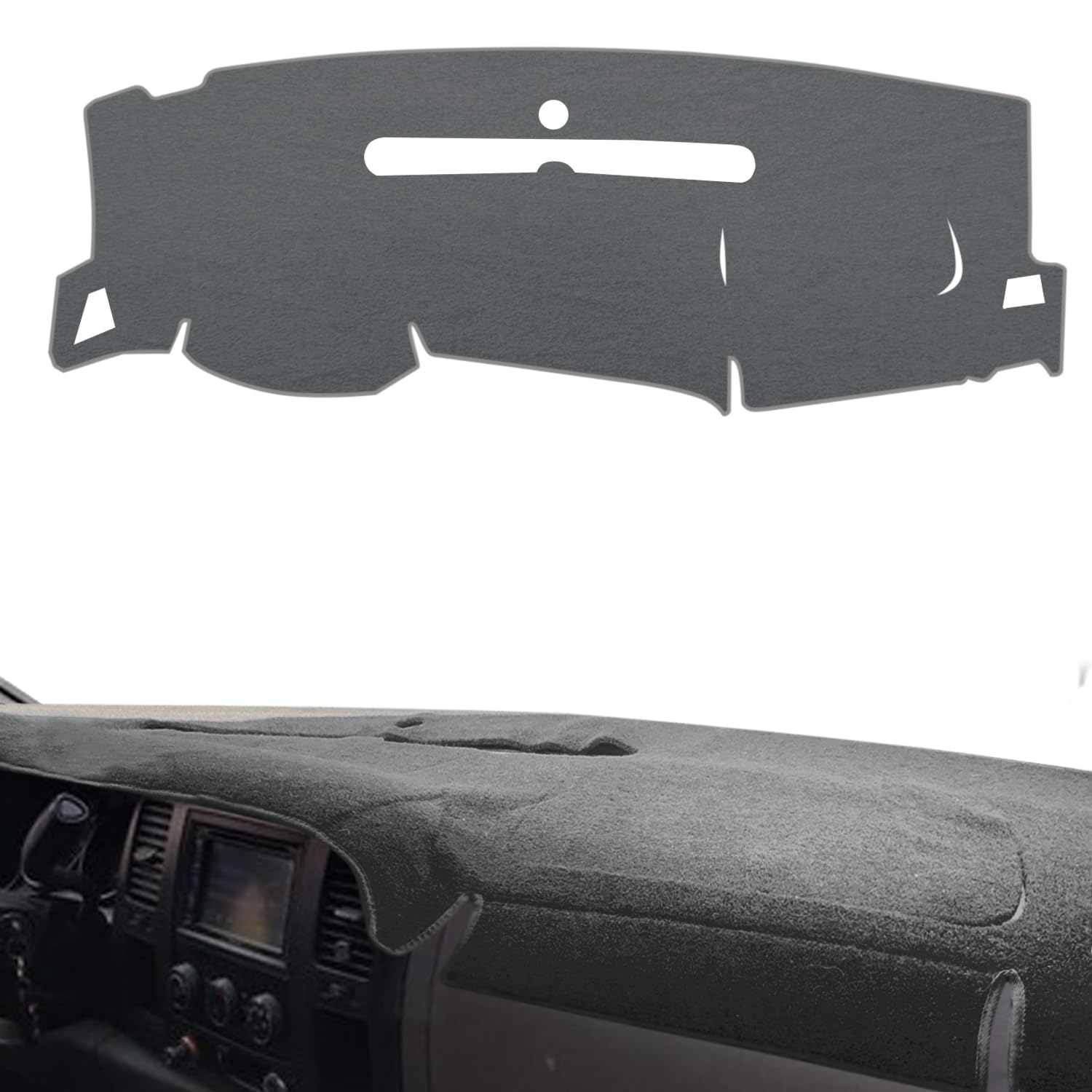 Posaid Dashboard Dash Cover Carpet For Chevy Silverado 2007-2013 And Gmc Sierra 07-13 With Two Glove Boxes Car Dash Cover Mat Gr
