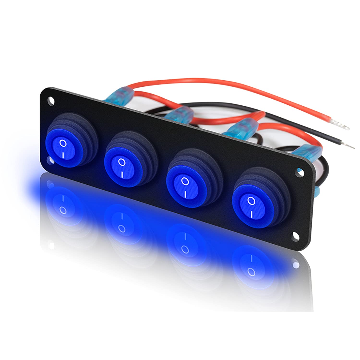 4 Gang 12V 20 Amp Toggle Rocker Switch Panel LED Breaker Waterproof Widely Fits for Auto Automotive Lights Car Marine Boat Yacht