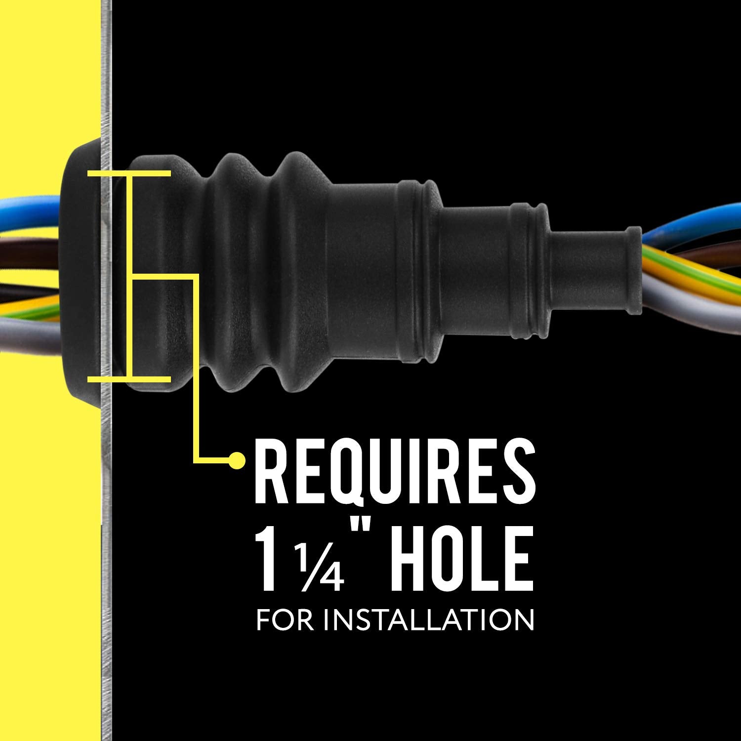 Mission Automotive Universal Firewall Boot Pack of 2, For Wire Bundles 3/8'' to 1'', Quick & Easy Grommet for Running Cable Thro