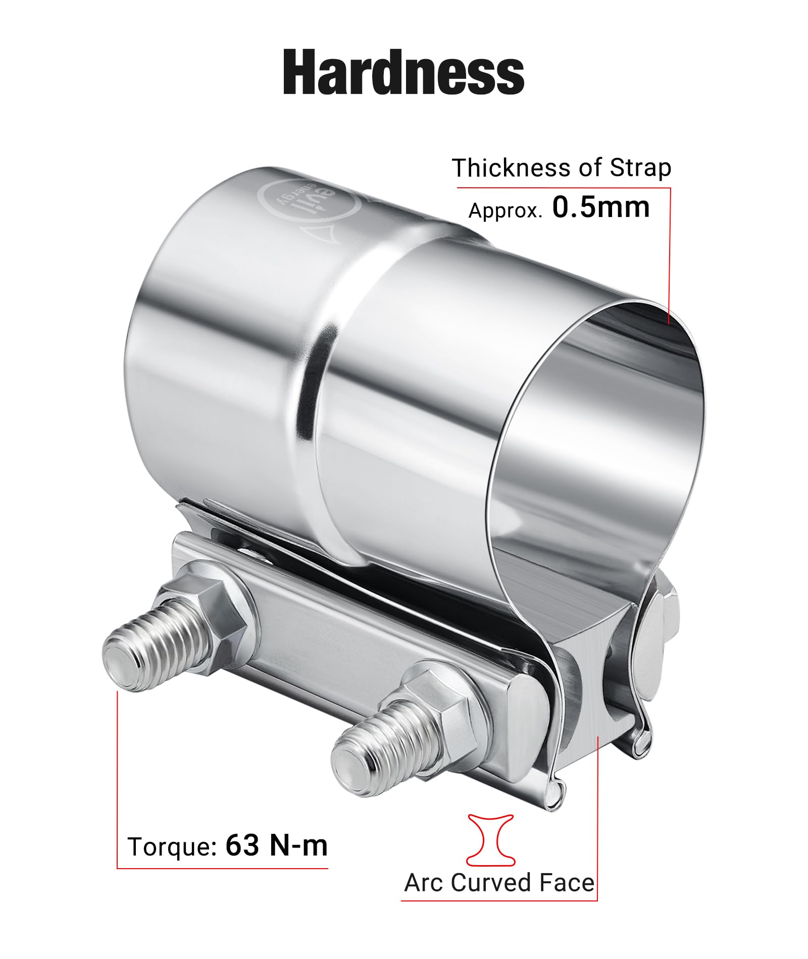 Evil Energy 2.25 ' ' Exhaust Clamp,2 1/4 In Lap Joint Band Clamp Stainless Steel For Pipes,Mufflers,Catalytic Converters (2Pcs,