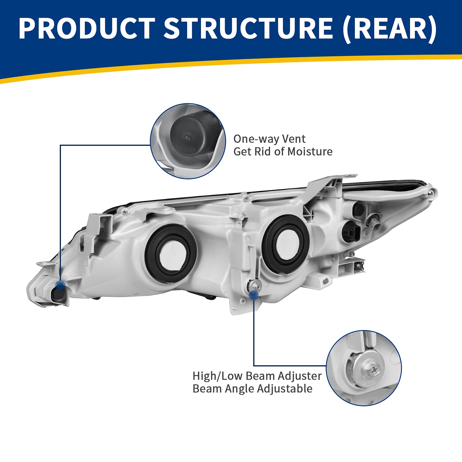 Autosaver88 Headlight Assembly Compatible With 2012 2013 2014 Camry L/Le/Xle 12 13 14 Camry Hybrid Le/Hybrid Xle Headlamp Replac