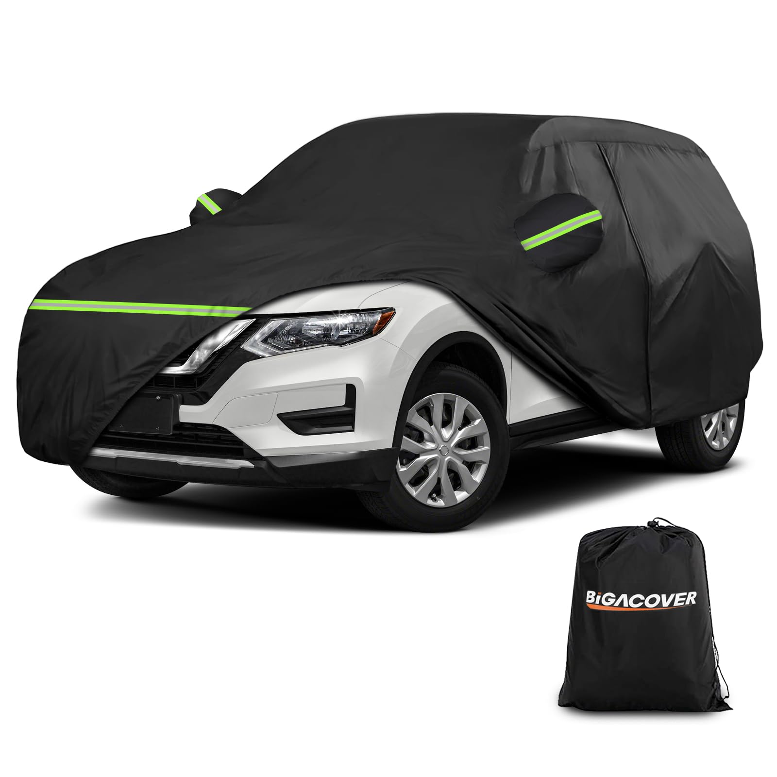 Suv For Nissan Rogue Full Car Cover Waterproof All Weather, Outdoor Car Covers With Zipper And Soft Cotton Lining Windproof Heav