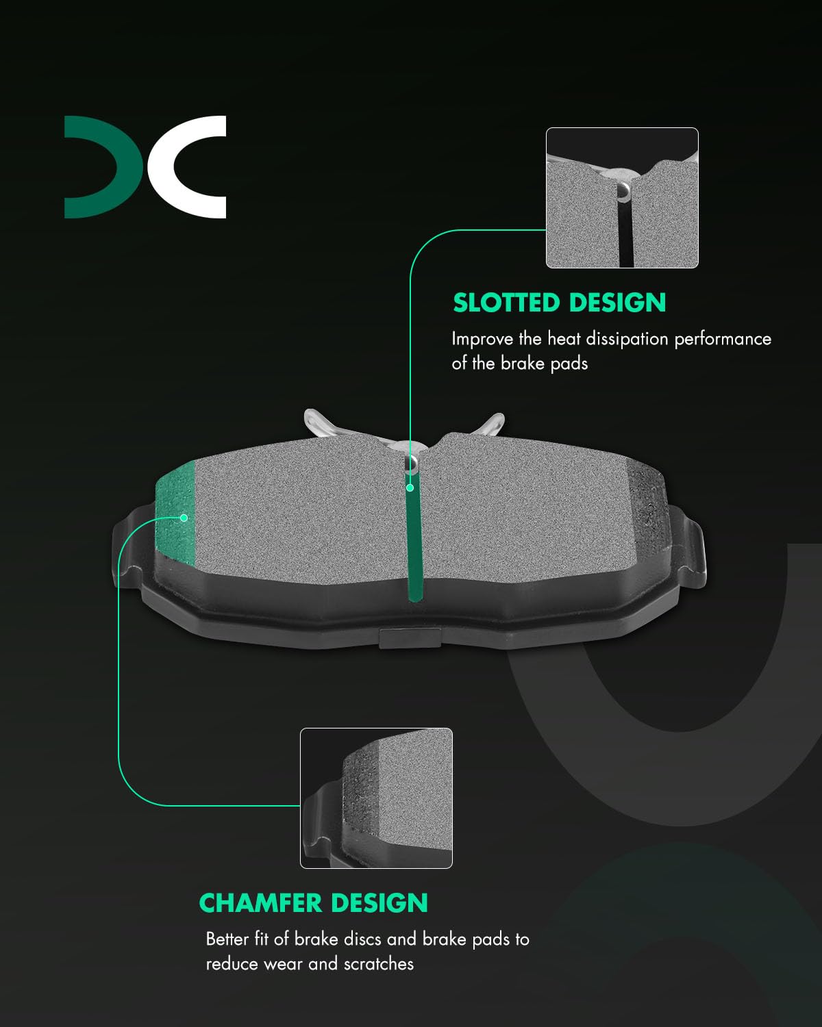 Scitoo D1082 Rear Semi-Metal Brake Pads Sets Fit For Ford For Mustang 2005-2011