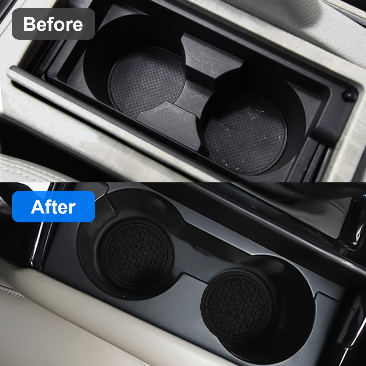 Mandark 4Pcs Car Cup Holder Coasters, 2.75 Inch Non-Slip Insert Water Bottle Holder Pads, Dustproof Automotive Interior Accessor