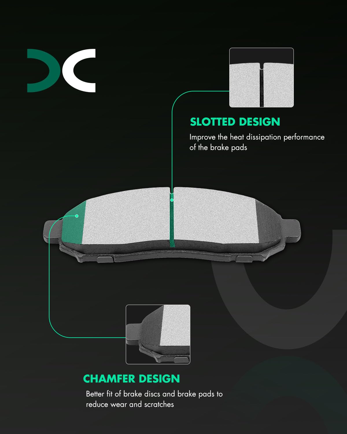 Scitoo D1094 Front Semi-Metal Brake Pads Sets Fit For Nissan For Frontier | For Pathfinder | For Xterra,For Suzuki Equator 2009-