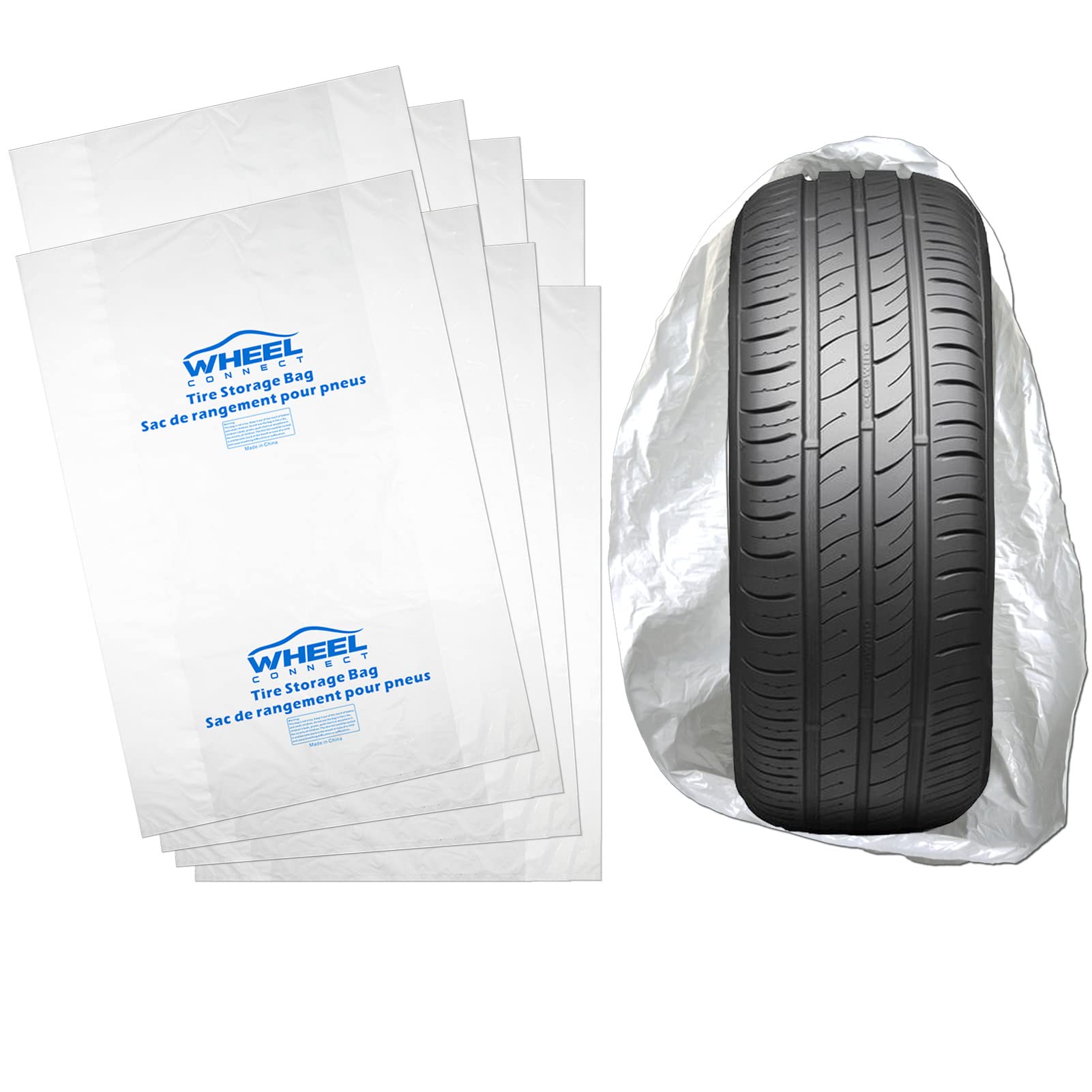 Wheel Connect Tire Storage Bags. Made Of Polyethylene Ldpe Plastic, Large 38   X42   H, White, Pack Of 8Pcs. L.