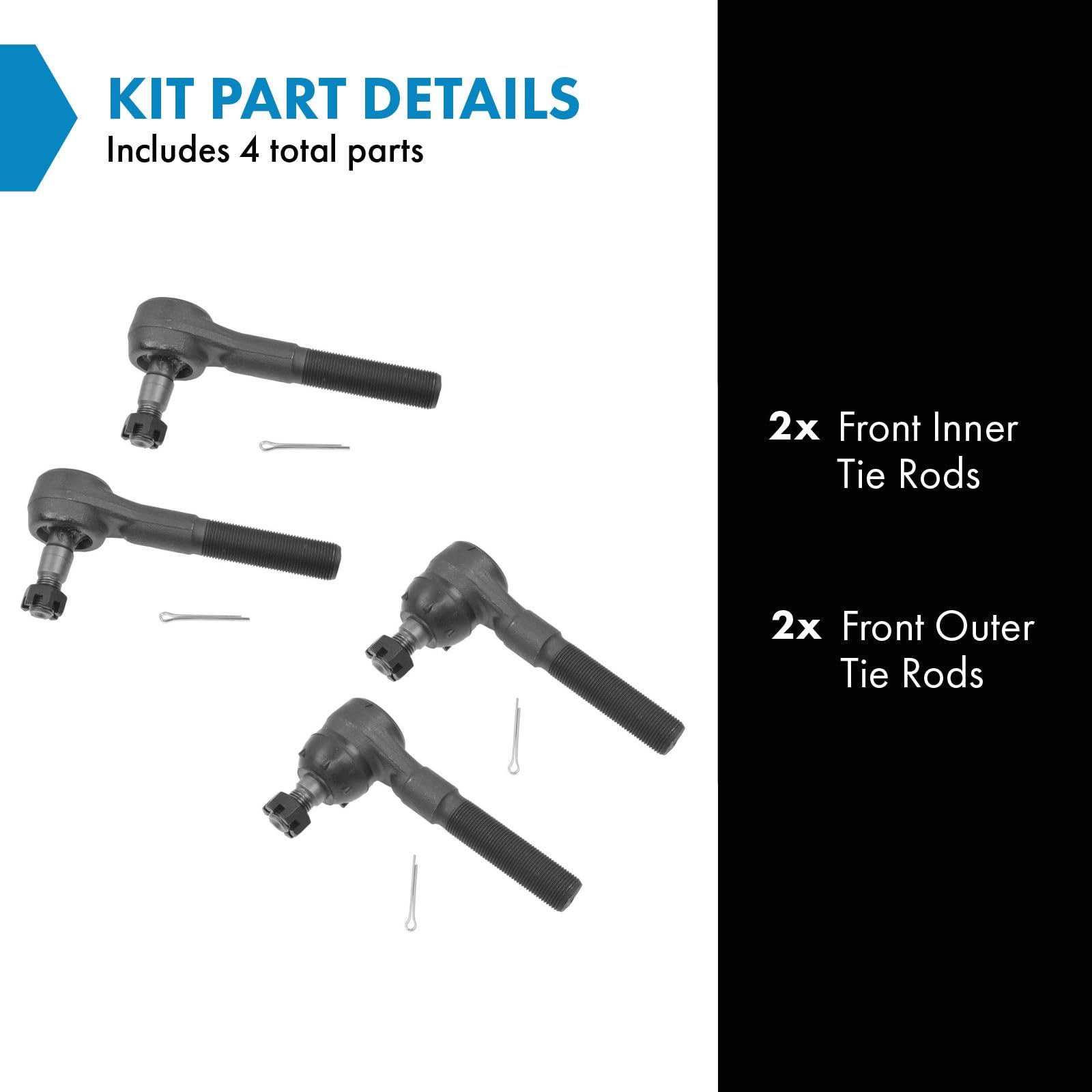 Trq Front Tie Rod Set Compatible With 1991-1996 Dodge Dakota
