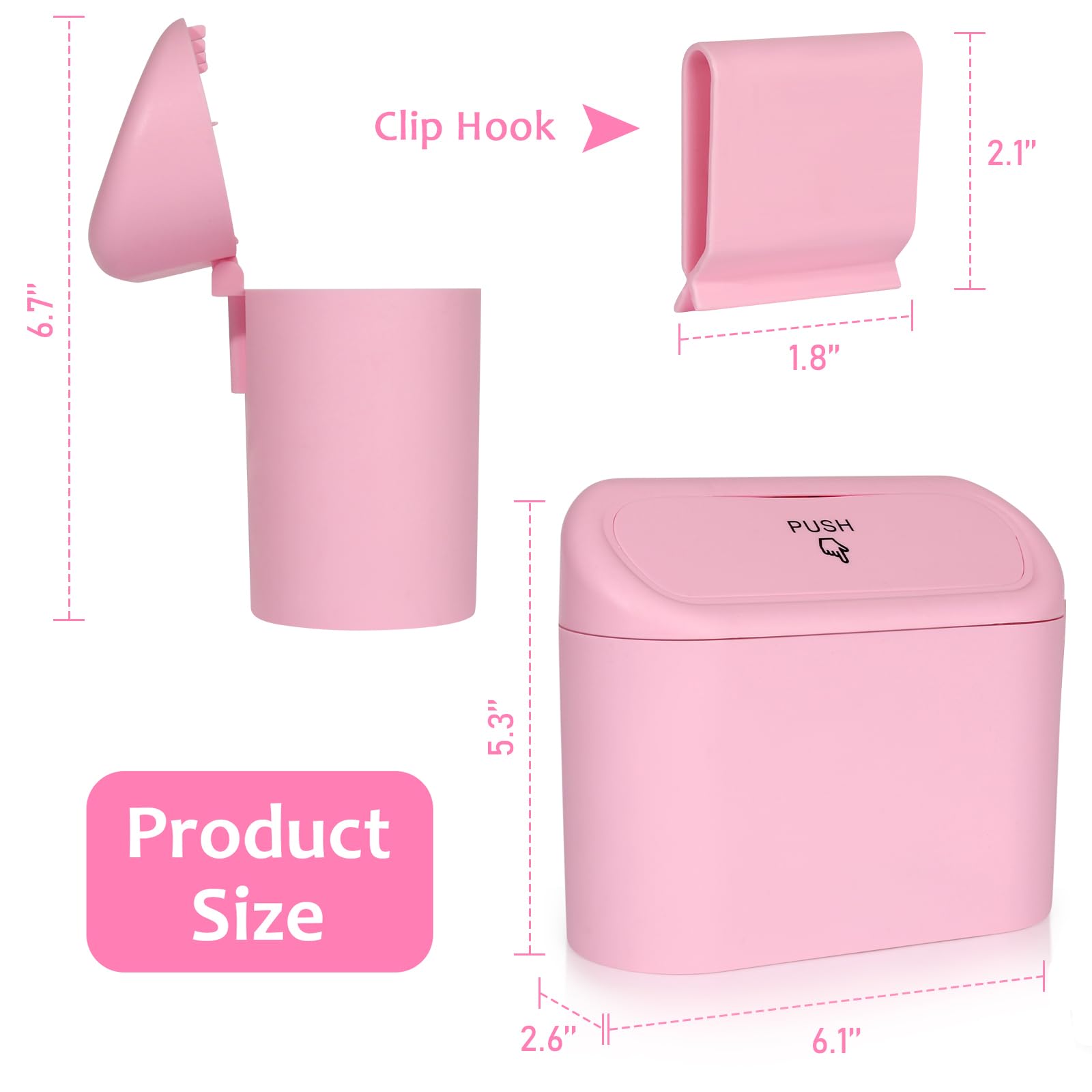 Accmor Car Trash Can With Lid, Leakproof Vehicle Garbage Organizer Holder Bin With 60 Pack Trash Bags, Mini Auto Dustbin Accesso