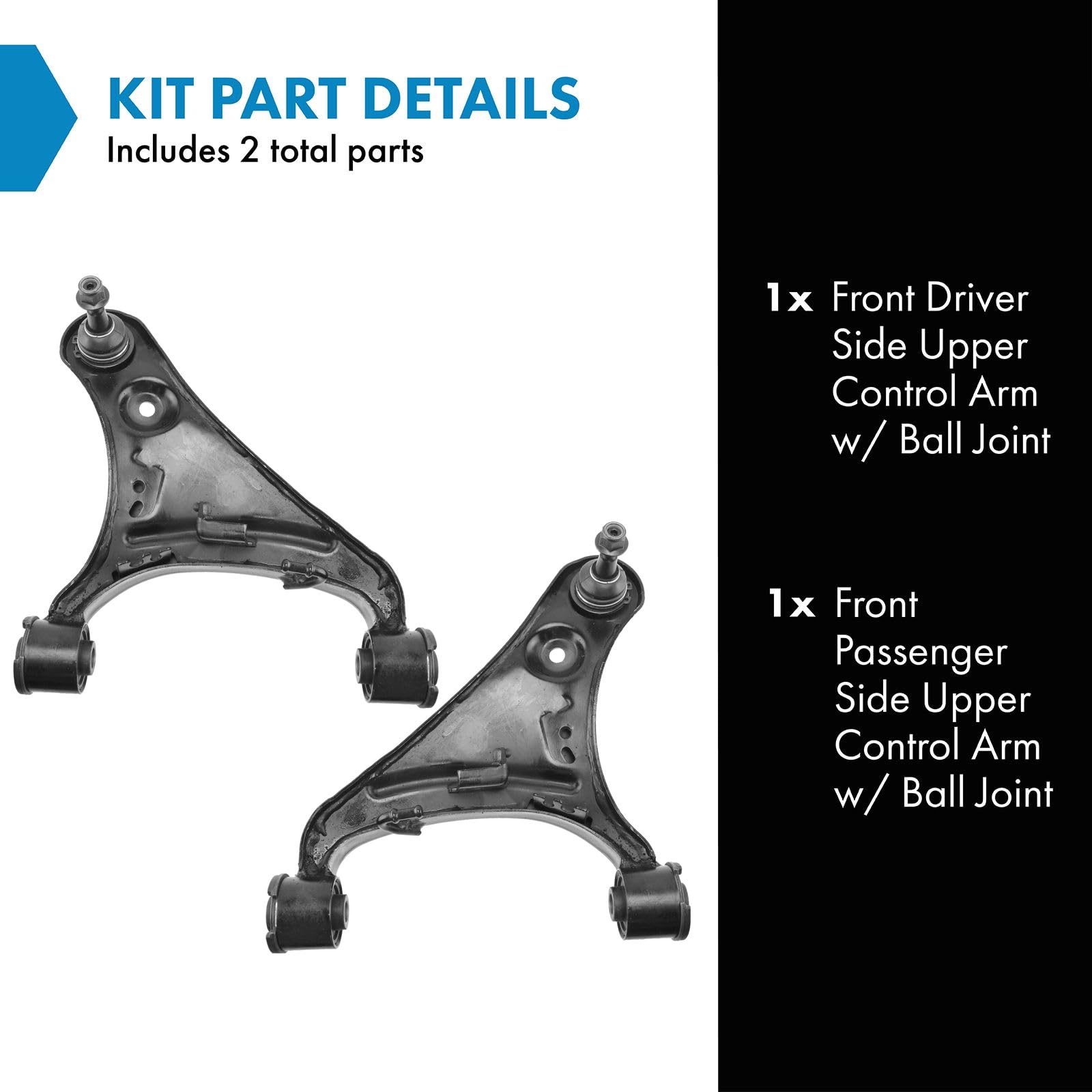 Trq Front Upper Control Arm With Ball Joint Set Compatible With 2005-2009 Land Rover Lr3