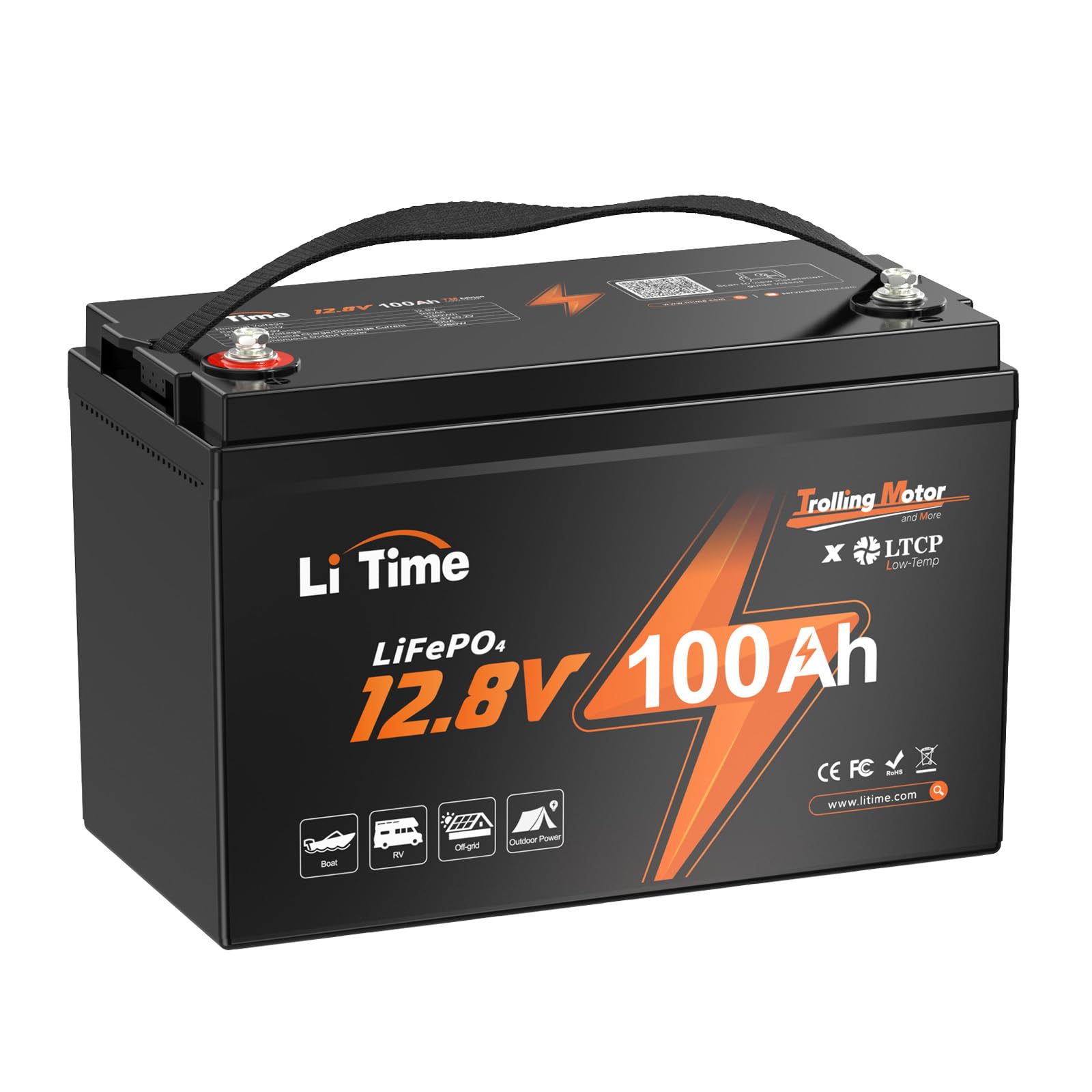 Litime 12V 100Ah Tm Low-Temp Protection Lifepo4 Battery Built-In 100A Bms, Group 31 Deep Cycle, Lithium Iron Phosphate Battery P