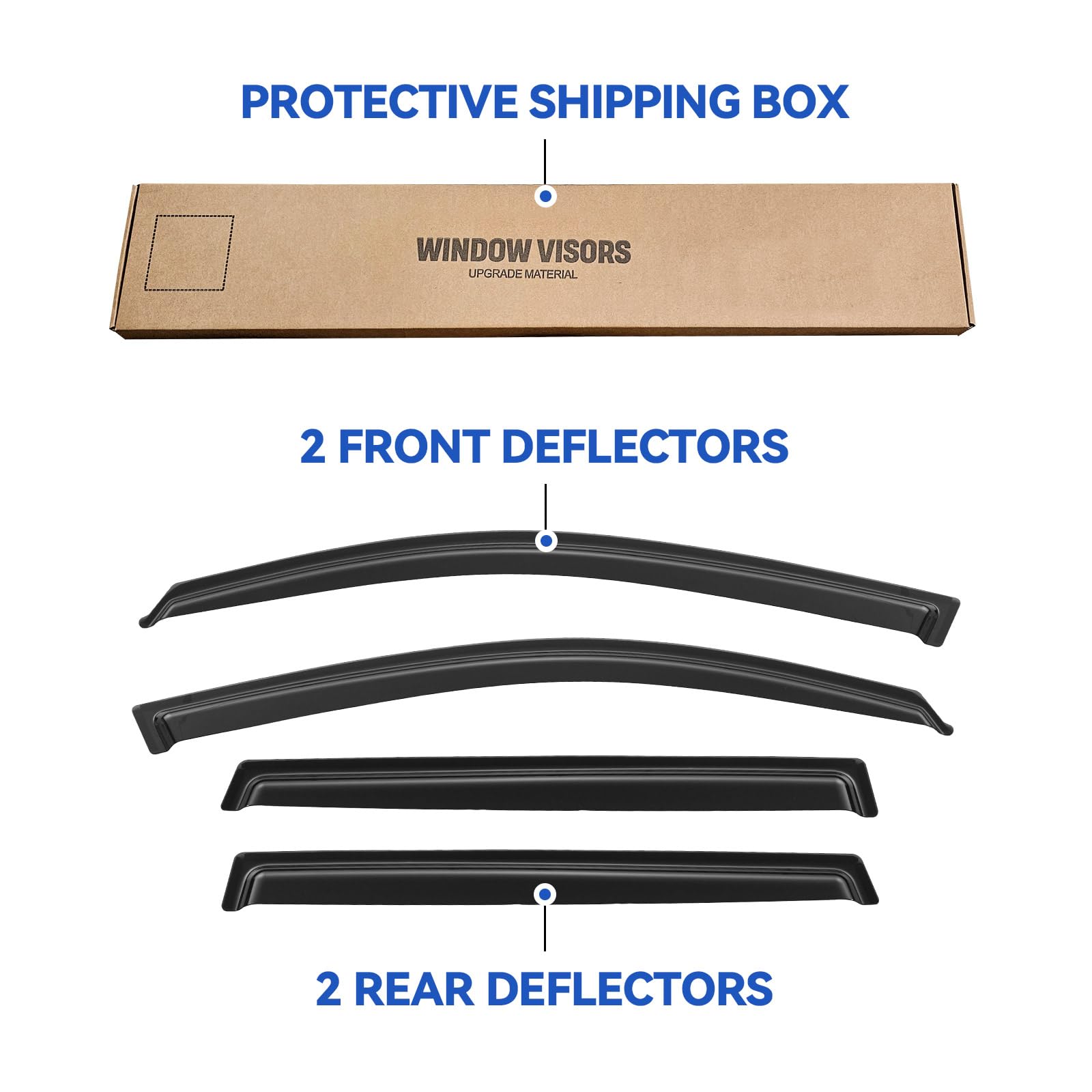 Window Visors Rain Guards Shield for 2006-2012 Toyota Rav4, Out-Channel Window Vent Wind Deflectors Visors Shades for 06 07 08 0