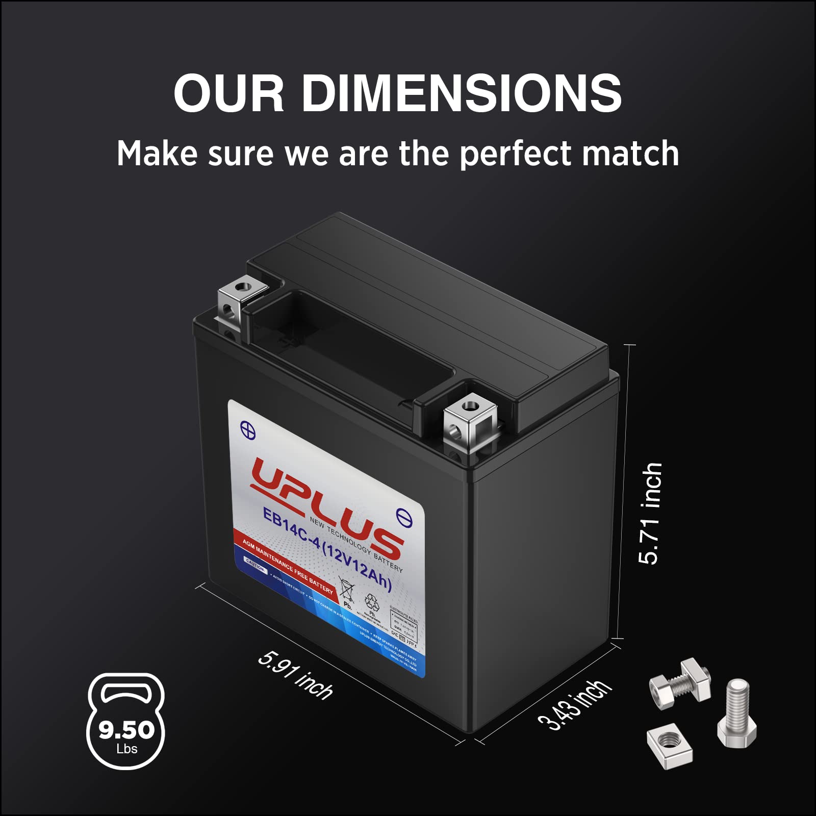 Atv Battery Ytx14-Bs, Uplus Eb14C-4 Scooter Snowmobile Utv Motorcycle Battery Maintenance Free - Sealed Agm Powersports Batterie