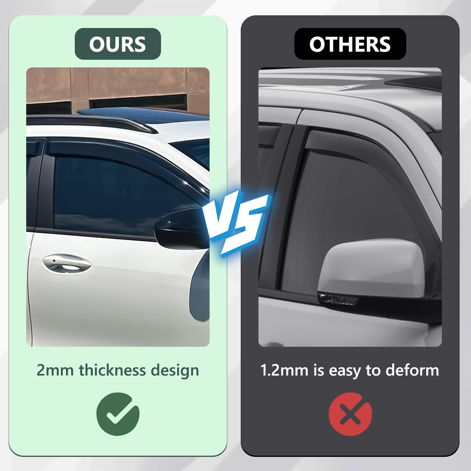 TECHPICCO Tape-On Rain Guards for Chevy Trax 2024 2025, Side Window Deflectors Visor Rain Guards Vent Guard Shade Deflectors Com