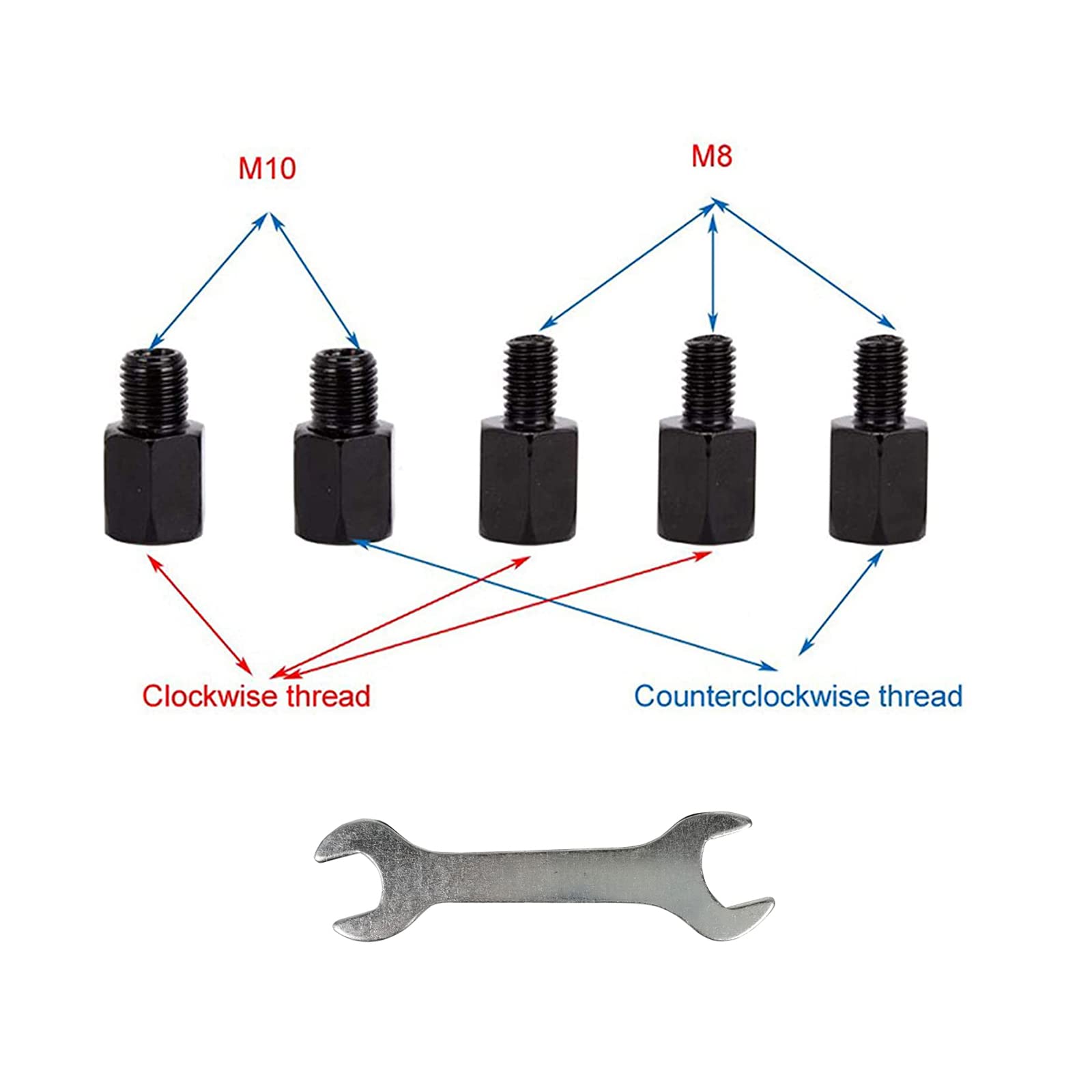 Mamiko Universal Motorcycle Rear View Mirrors, M8/M10 Threaded, Black, Eagle Eye 1, Compatible with Scooters, ATVs, Dirt Bikes, Cruisers
