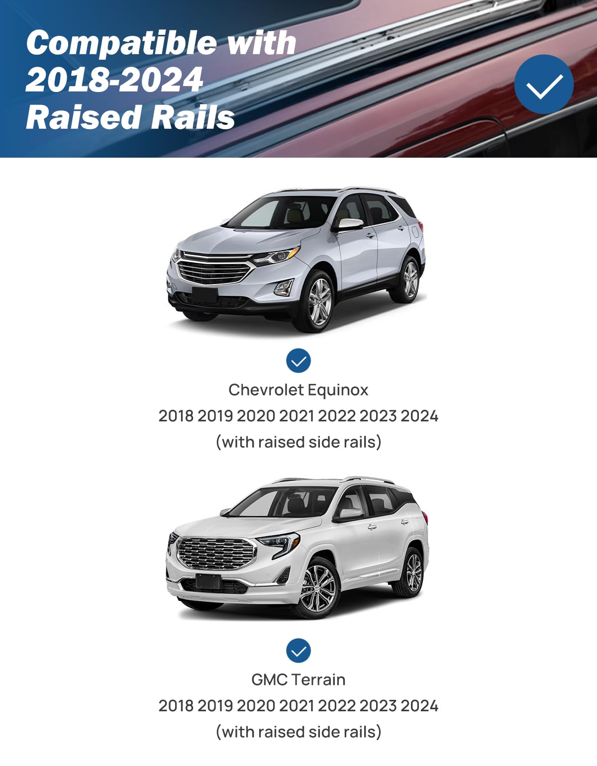 JOYTUTUS Anti-Theft Car Roof Rack Compatible with Chevy Equinox & GMC Terrain 2018-2024 with Side Rails, Aluminum Cross Bar for