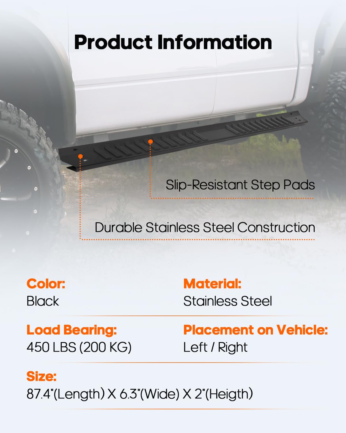 Ocpty 6 Inches Running Boards, Steps Nerf Bars Compatible For 2017-2023 For Ford F-250 Superduty Crew Cab