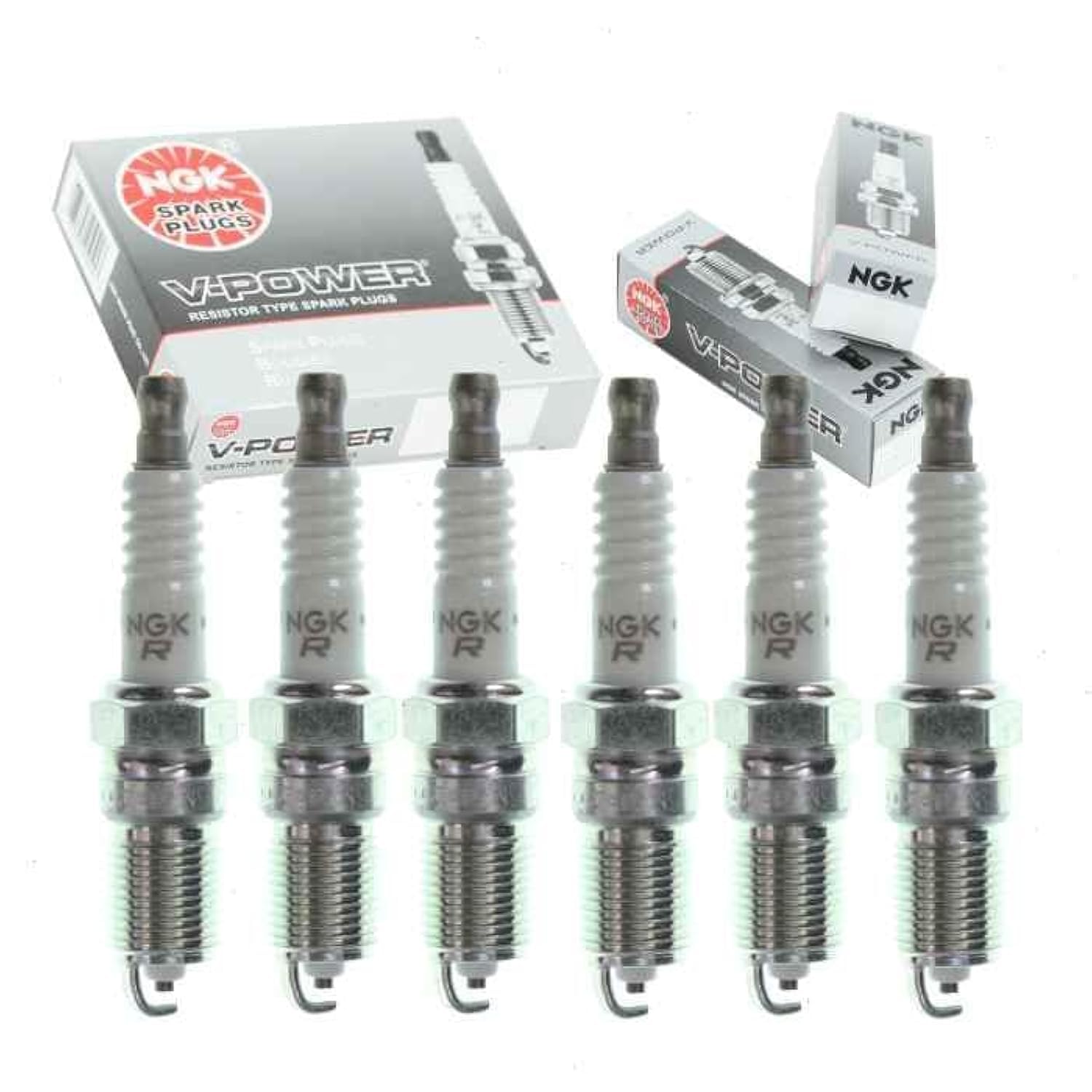 6 pc NGK V-Power Spark Plugs compatible with Chevrolet Blazer 4.3L V6 1996-2005