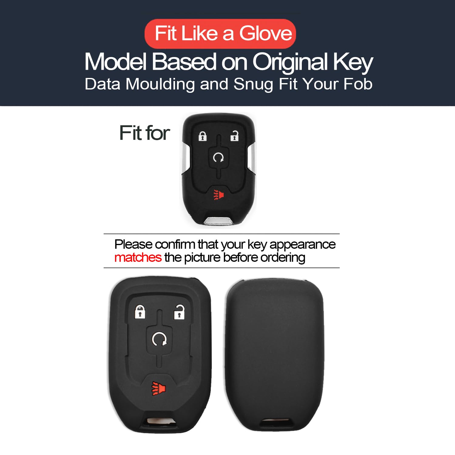 Infipar 2Pcs Compatible With Gmc Terrain Acadia Key Fob Cover Case Key Chain Protector Keyless Remote Smart 4 Buttons Holder