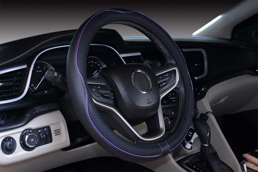 Mayco Bell Black Purple Steering Wheel Cover, 14.5-15 inch, Anti-Slip Microfiber Leather, Durable & Comfortable Grip