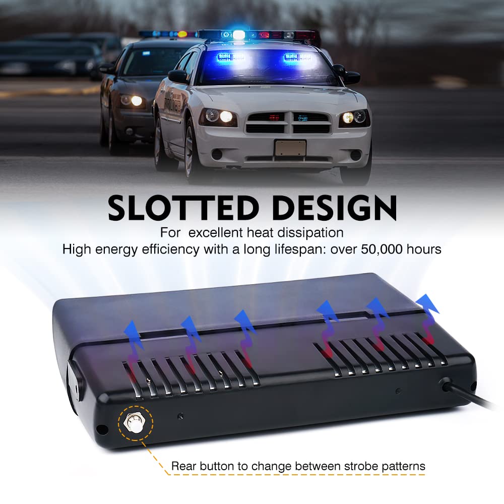 Xprite Led Dual Windshield Strobe Flashing Lights W/Suction Cups, Deck Dash Visor Emergency Hazard Safety Warning Police Traffic
