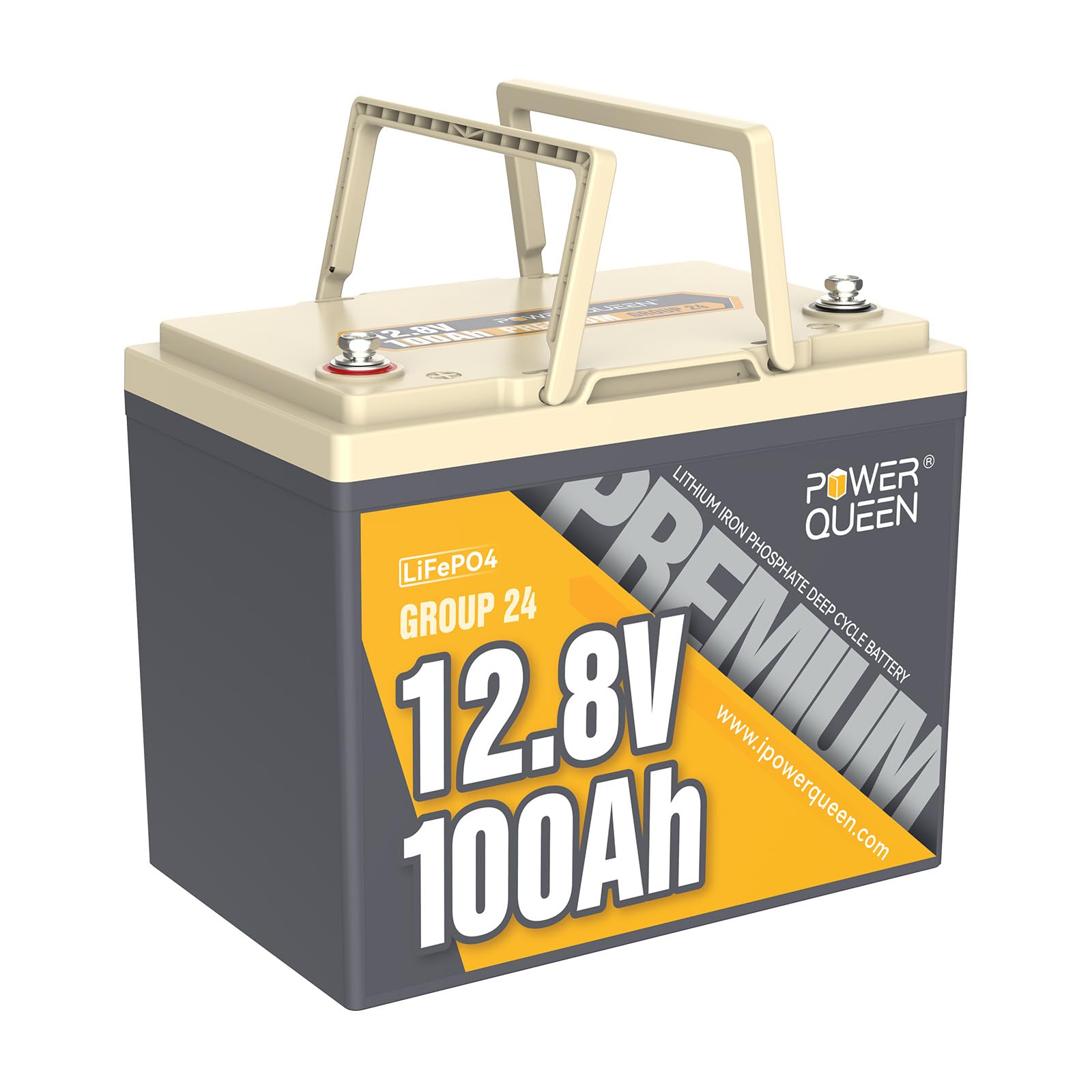 Power Queen 12V 100Ah Lifepo4 Battery Bci Group 24 Lithium Battery, Deep Cycle Battery With 100A Bms, 1280Wh, Up To 15000 Cycles