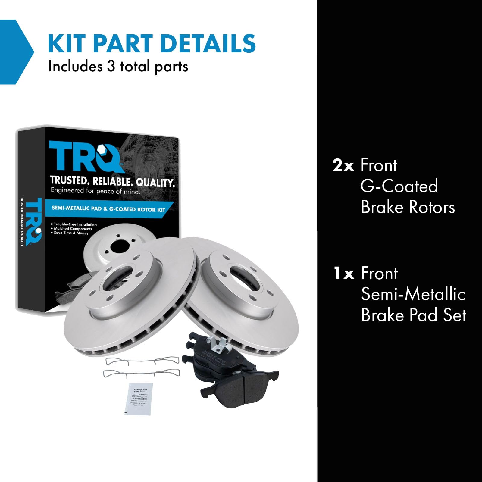Trq Front Brake Pad & Rotor Kit Brake Pads Brake Rotor Semi-Metallic Premium G-Coated Compatible With 2013-2018 Ford C-Max 2012-