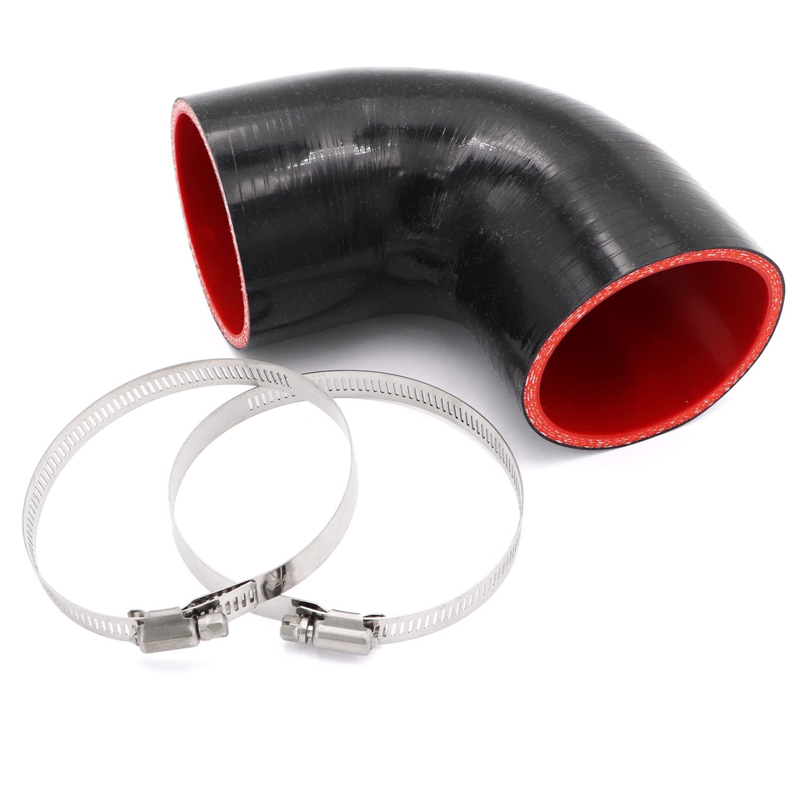 TuoLauthon 90 Degree 3 inch(76mm) Elbow Coupler Hose,4-Ply Reinforced,Length 4 inch(102mm) with 2PCS Clamps for Turbo/Intercoole