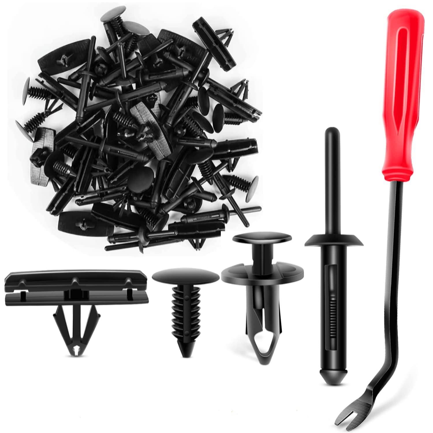 GOOACC 121PCS Fender Flare & Rocker Moulding Clip Assortment 6506007-AA 6030441 68039280-AA 6503598 Replacement for Jeep Wrangle