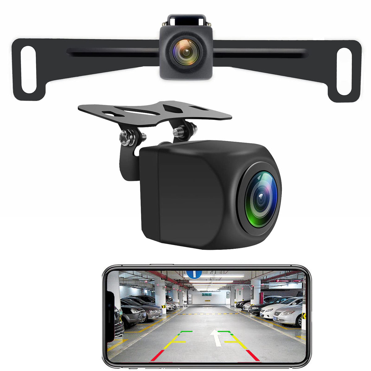 Yeoizo Wifi License Plate Wireless Backup Camera, 720P Hd Back Up Camera Systems For Car, Front/Rear View Reverse Camera, 160 Vi