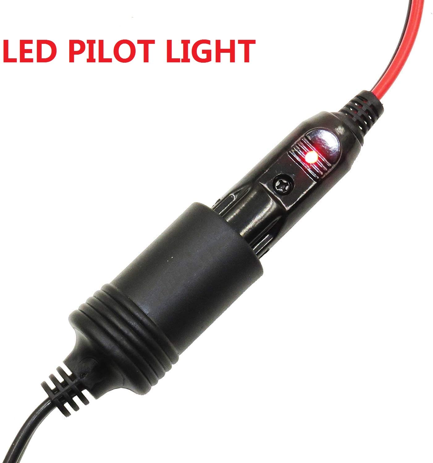 [6Pack] 12V Replacement Cigarette Lighter Male Plug With Lead - 12V 15Amp Fused Replacement Cigarette Lighter Male Plug With Led