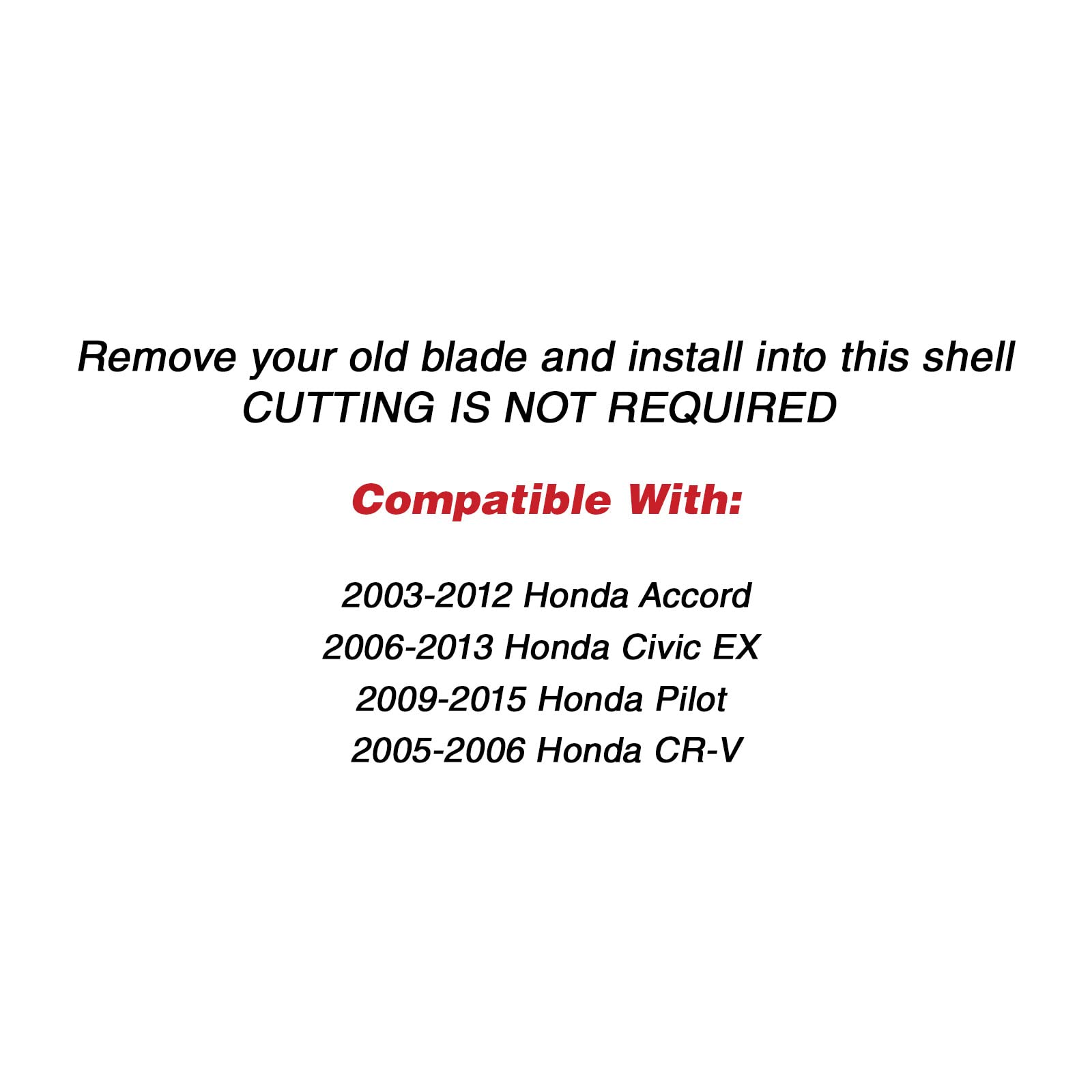 No Cut Key Fob Case Shell For Honda Accord Civic Pilot Cr-V Remote (Pack Of 2)