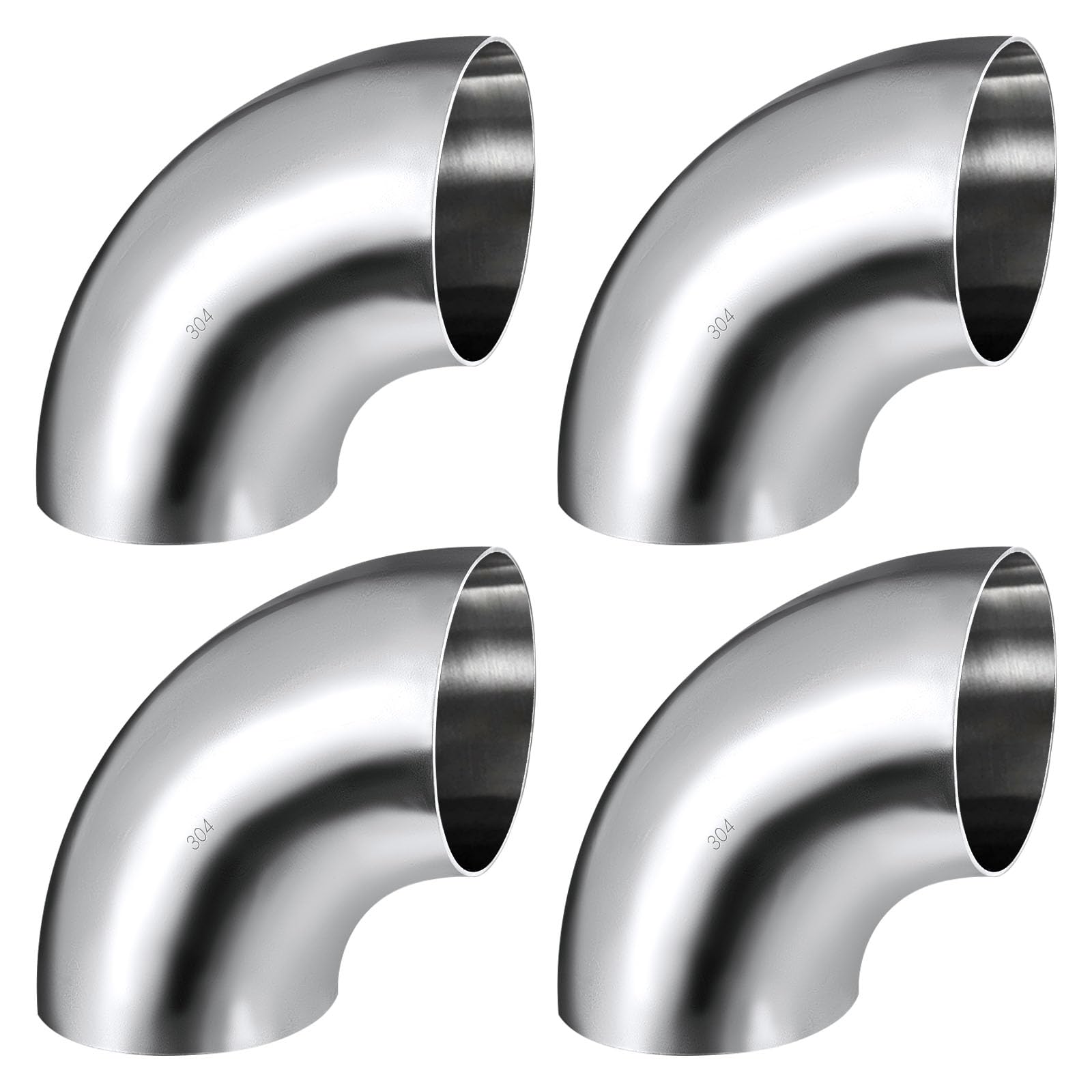 Tongze 3 Inch 90 Degree SS304 Stainless Steel Bend Tube Exhaust Elbow Pipe for Car Customized Modified Exhaust System-4pcs