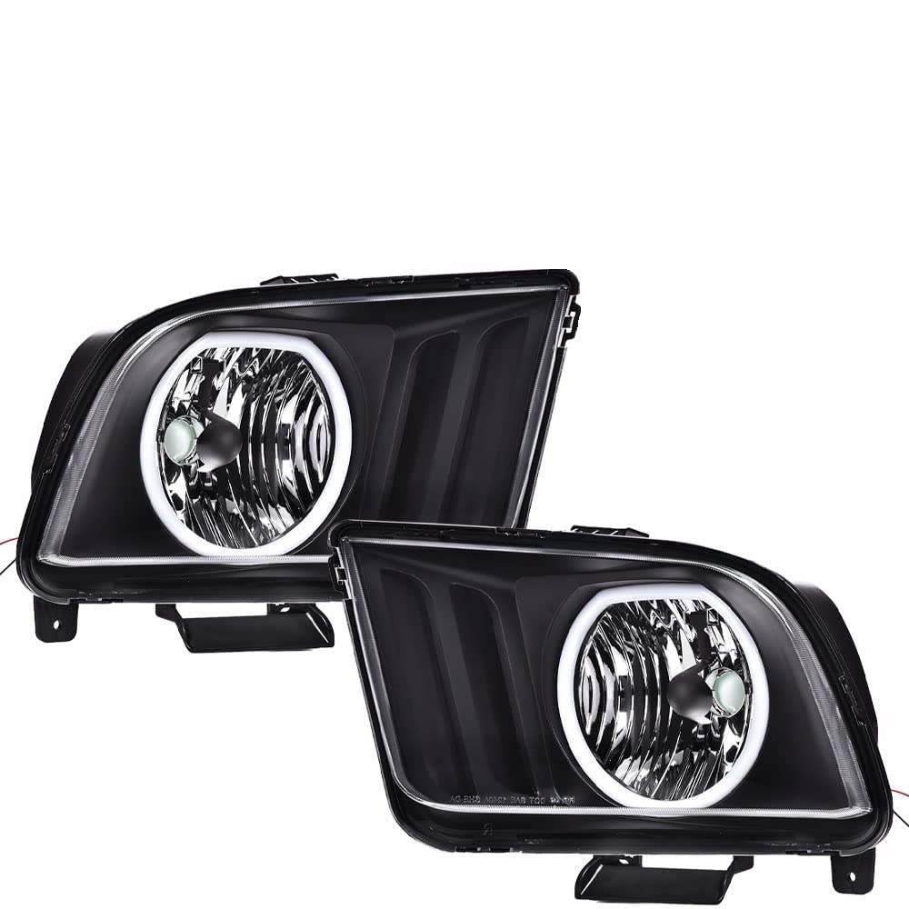 Cheda Led Drl Headlights Assembly Compatible With 2005-2009 Ford Mustang S197 Black Housing Headlight Replacement Head Lamps Pai
