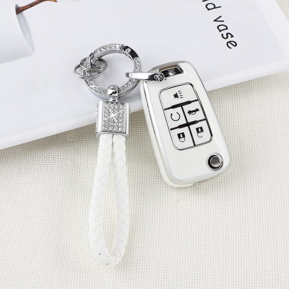 Pifoog Key Fob Cover For Chevy 5 Button Keys Case Shell Protector Tpu Soft Bling Car Keychain Accessories Fit For Equinox Cruze