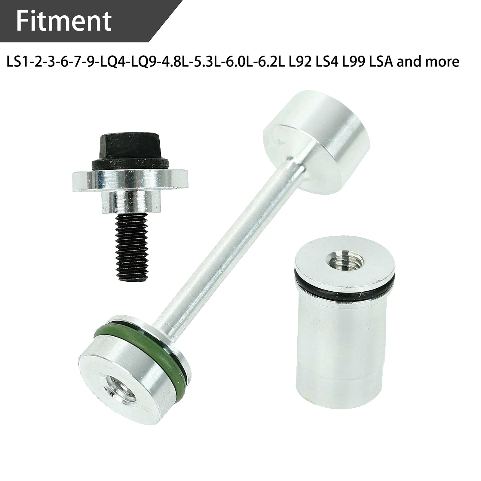 BLACKHORSE-RACING LS Billet Aluminum Oil Diverter Barbell & Oil Valve Plug & Oil Pickup Tube Hold Down Kit Compatible with GM Ge