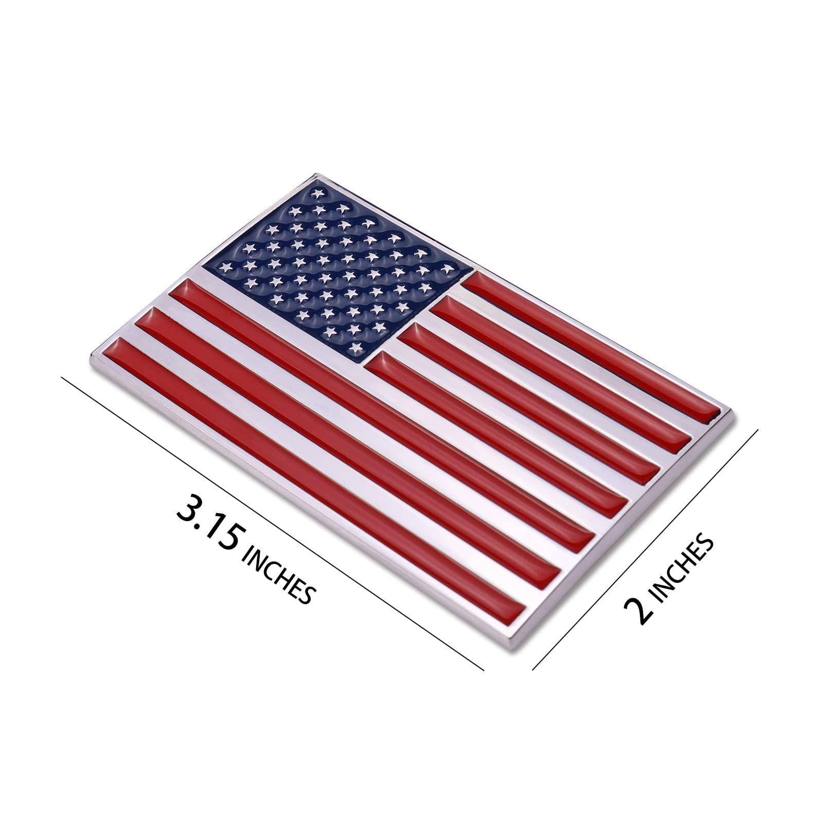 3D American Flag Metal Car Sticker, 3.15'' X 2'' Usa Flag Decal, Zinc Alloy Emblem For Truck, Car, Motocycle, Boat (Original)