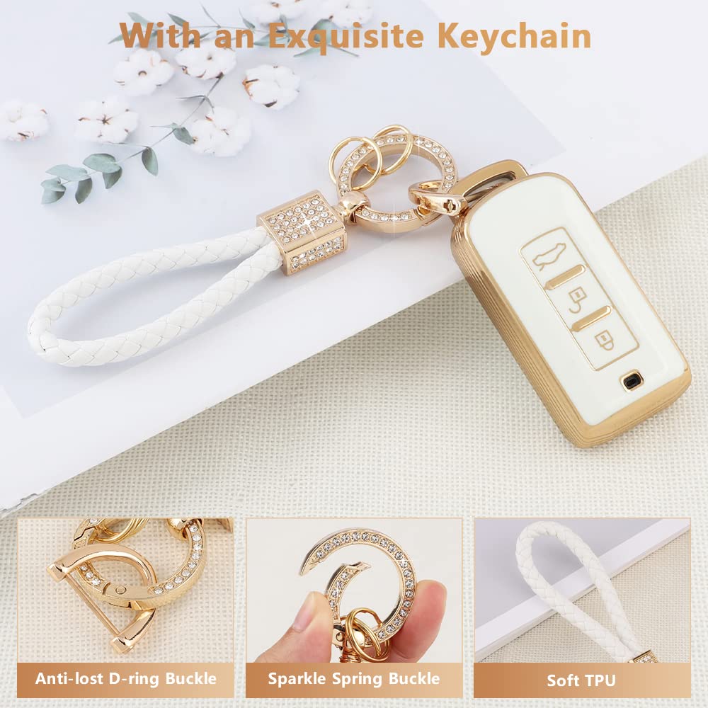 Pifoog Key Fob Cover For Mitsubishi Accessories Outlander Lancer Mirage Car Keys Shell Case Protector Full Covers Bling Keychain