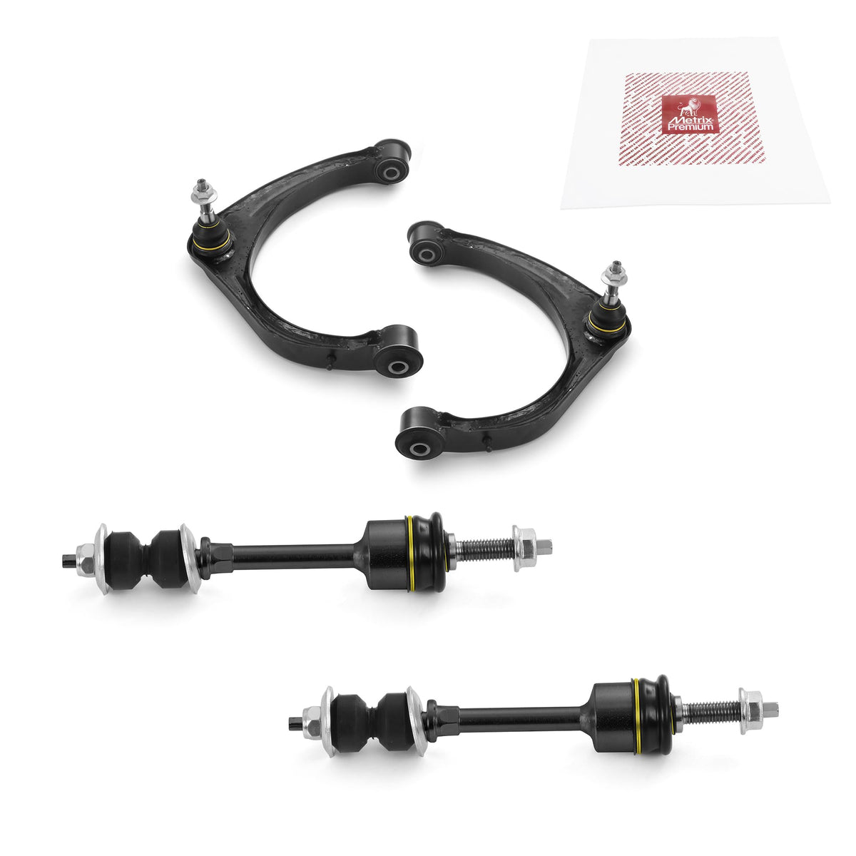 Metrix Premium Chassis Parts - 4 Pc Front L/R Upper Control Arm & Front Sway Bar Stabilizer End Link Kit Fits 11-12 Ram 1500 Rwd