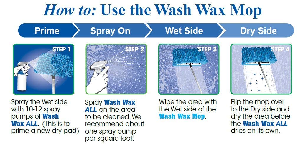 Aero Cosmetics Waterless Rv Aircraft Boat Wash Wax Mop Kit With Deluxe Pole 3' 9'' To 9' No Ladder Needed, Wash, Wax, Dry, Anywh