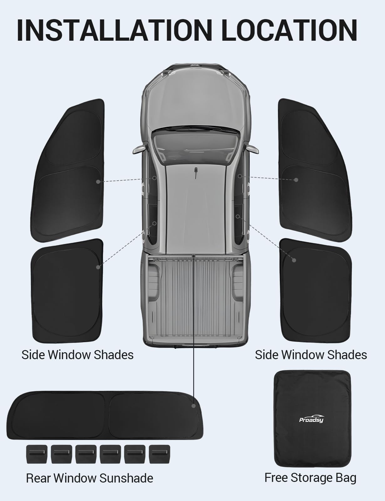 Proadsy 2025 Upgrade Window Sun Shade For Ford Maverick 2021-2024 2025 Side Rear Window For Baby/Camping Uv Rays And Privacy Pro