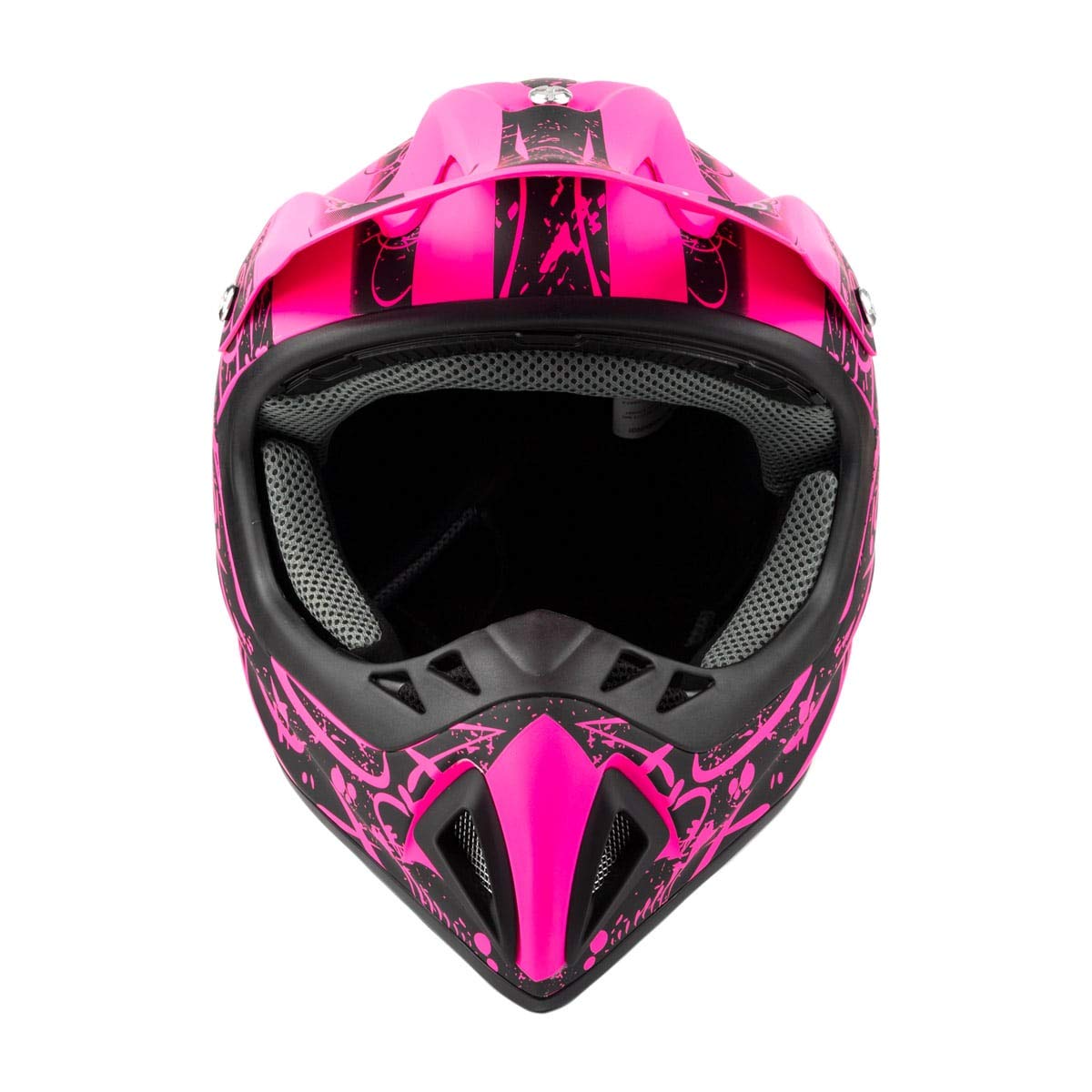 Typhoon Adult Women'S Dirt Bike Atv Helmet Motocross Goggles And Gloves Combo - Matte Pink With Pink ( Large )