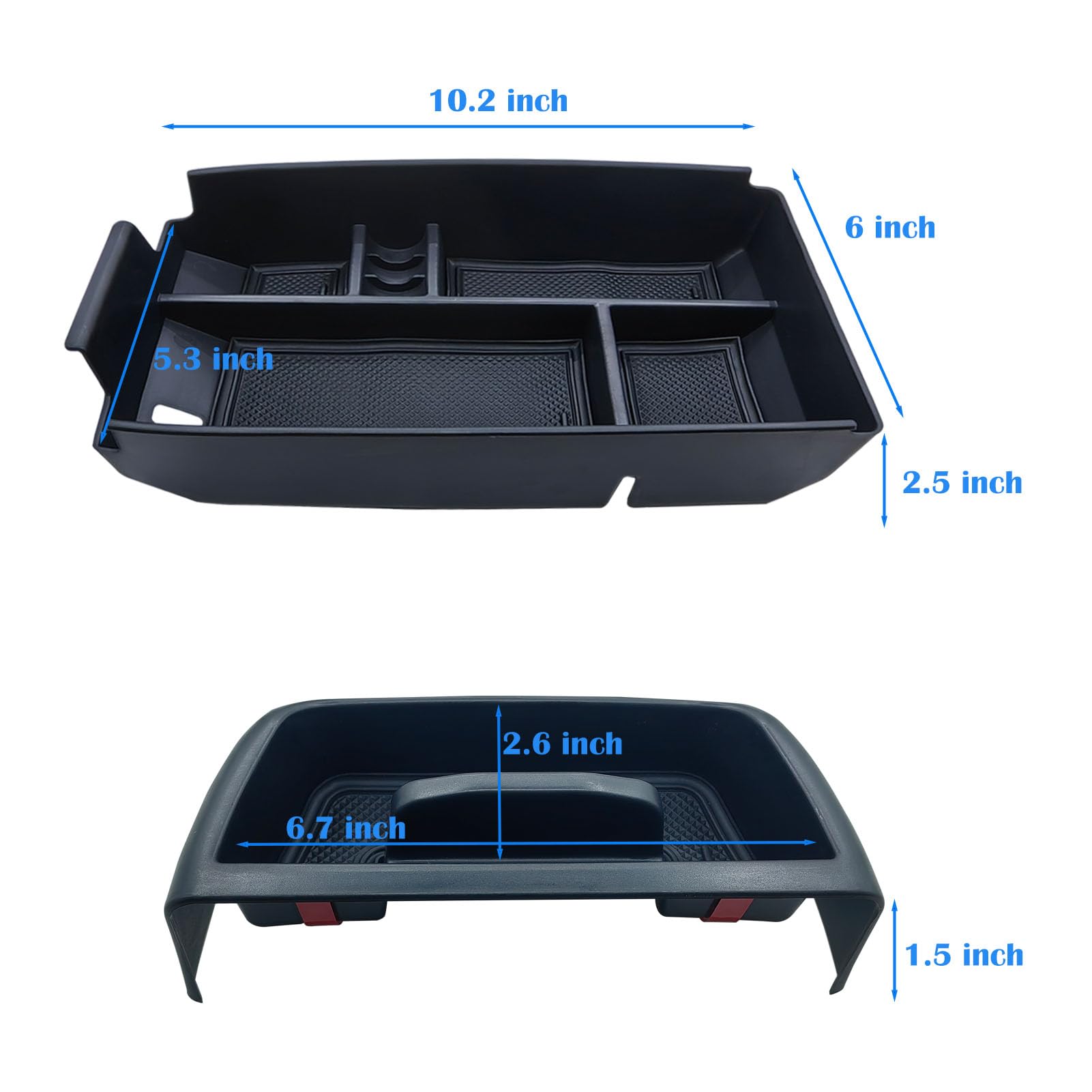 Zxiaochun 2Pcs Center Console Organizer Tray And Dash Storage Tray Compatible With Ford Bronco Sport Cx430 2021 2022 2023 2024 Accessories Armrest Box Insert Storage Tray Abs Plastic Material