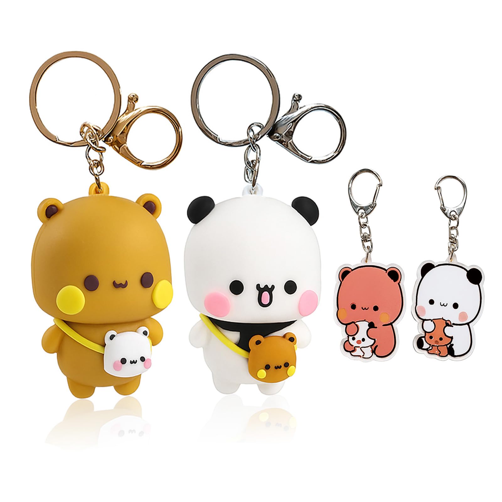 Tusztus 4PCS Bu and Du Keychain With Reinforced Key Ring,Du and Bu Cute Couple Bear Bag Charms