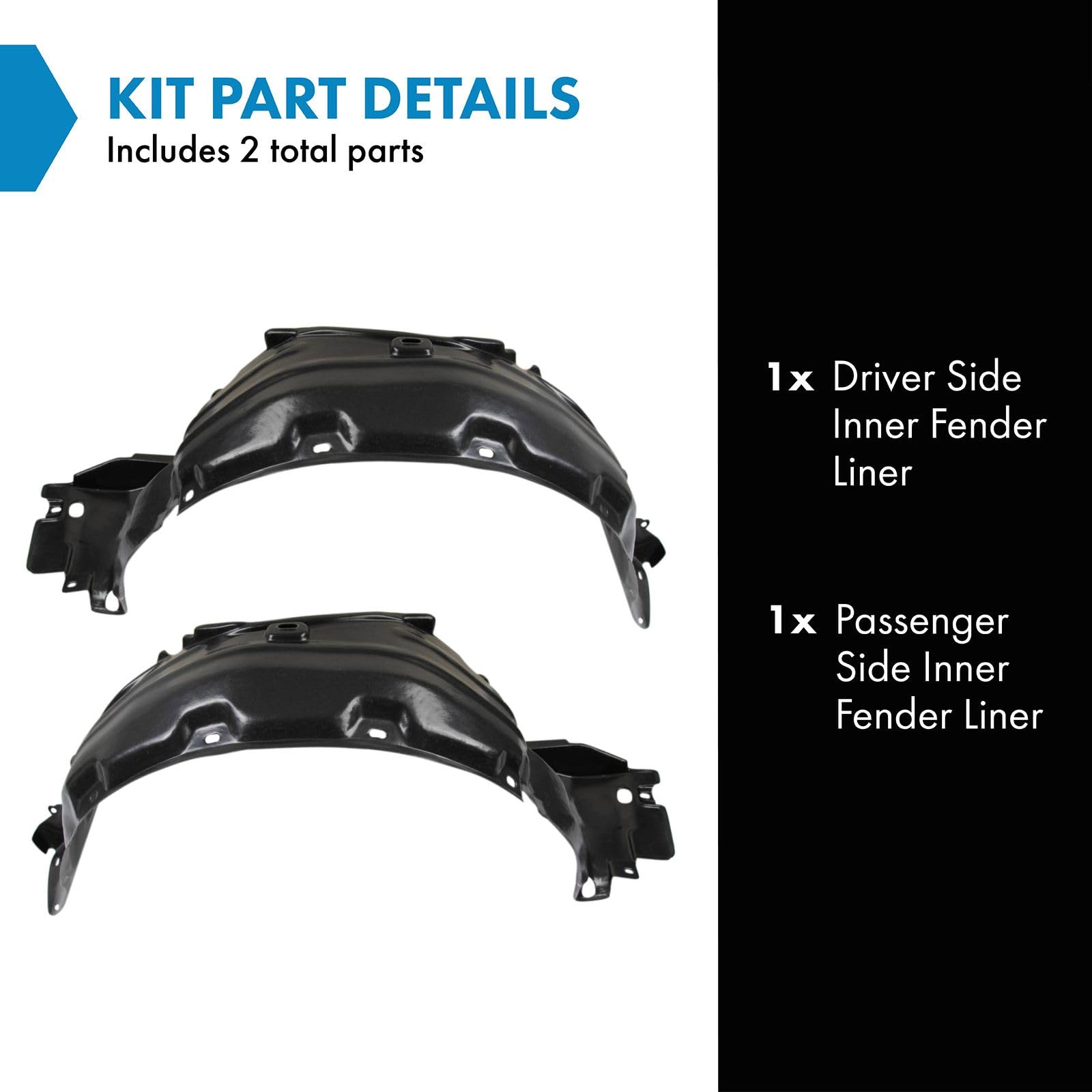 Trq Inner Fender Liner Set Compatible With 1991-1995 Acura Legend Ac1248104 Ac1249104