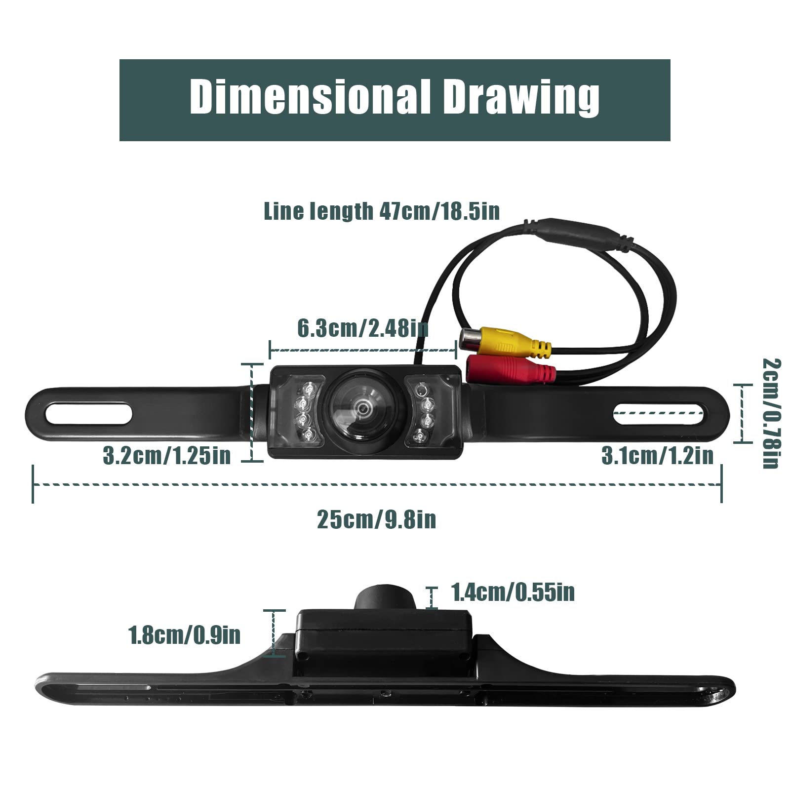 License Plate Reversing Camera, Waterproof And Dust-Proof Hd Picture, Wide-Angle Night Vision Camera, 8 Light Infrared Car Camer