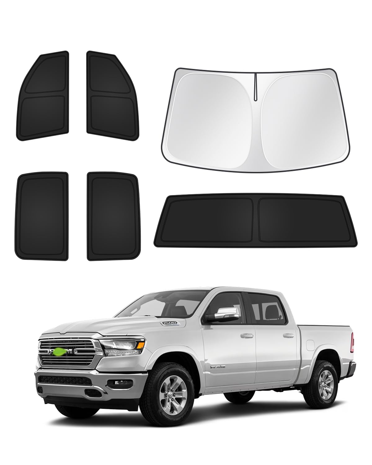 Canvcle Sunshades For Dodge Ram 1500 2019-2024 2025 Accessories Windshield Sun Shade Side Rear Window Shade Cover Sun Visor Shie