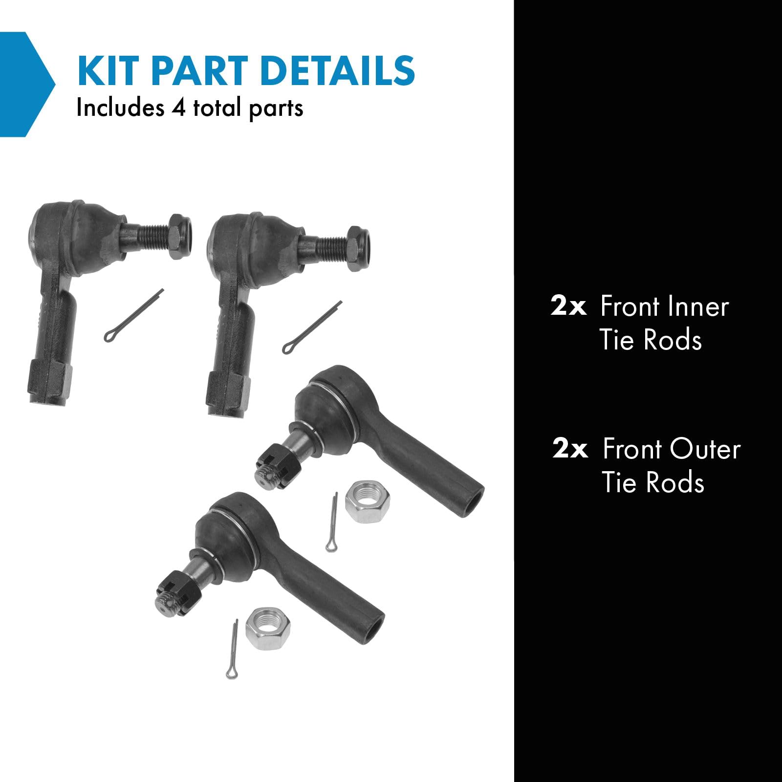 Trq Front Tie Rod Set Compatible With 1998-2004 Nissan Frontier 2000-2004 Xterra