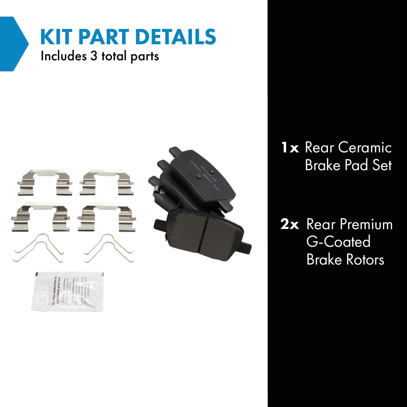 Trq Rear Ceramic Brake Pad & Coated Rotor Kit Compatible With Enclave Blazer Traverse