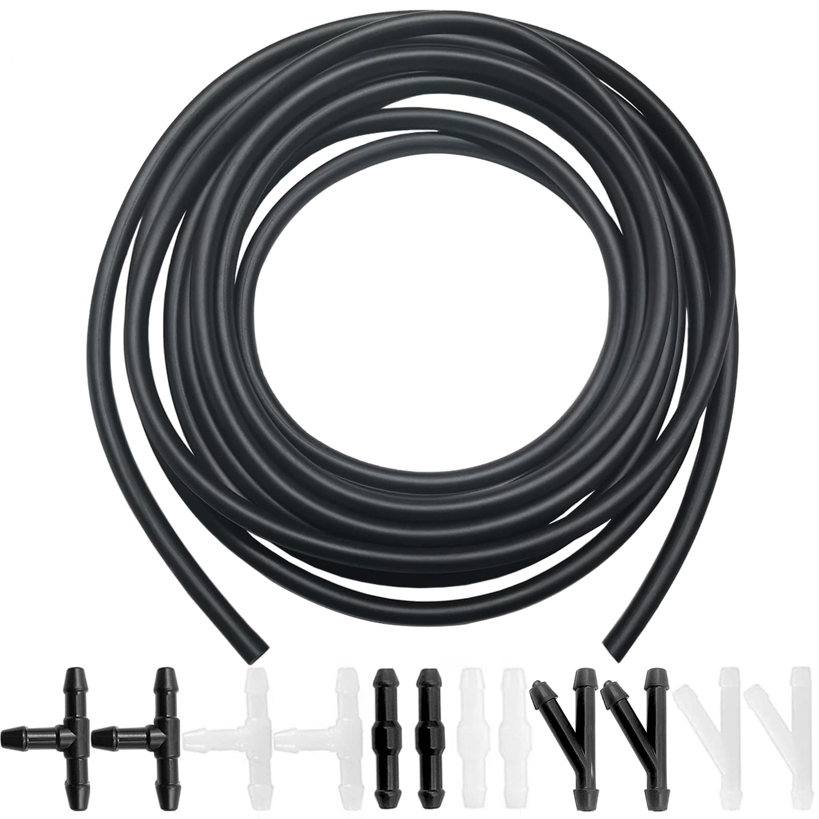 Windshield Washer Hose Kit - Includes 4 Meter Washer Fluid Hose & 12 Pcs Hose Connectors, Compatible With Most Vehicle Windshiel