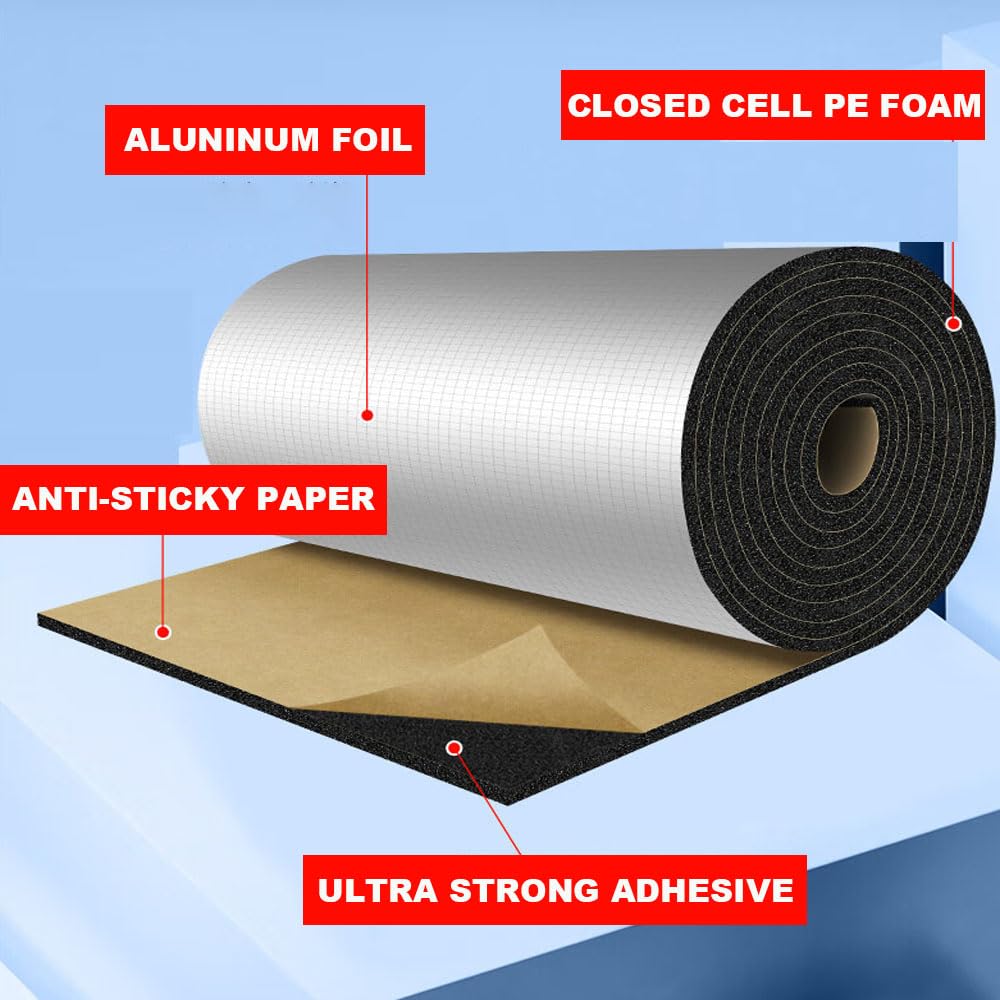 Car Heat Sound Deadening Insulation Mat -394mil 10.76sqft Automobile Sound Deadening & Heat Materials for Auto Hood Engine Roof